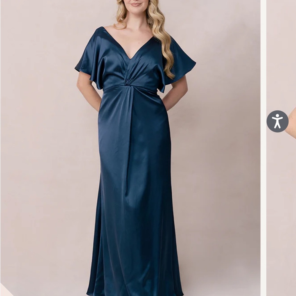 Revelry Bridesmaids Dress Gwen Satin Romantic Blue 717 Size 12